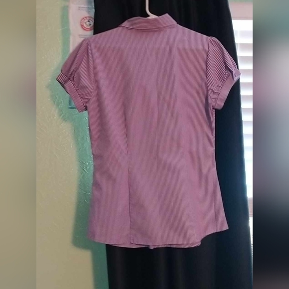 The Limited Essential Shirt. Women's Striped Short Sleeve button up shirt. - Picture 2 of 3